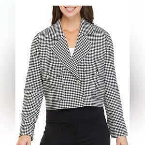 Tahari Black and White Houndstooth Blazer